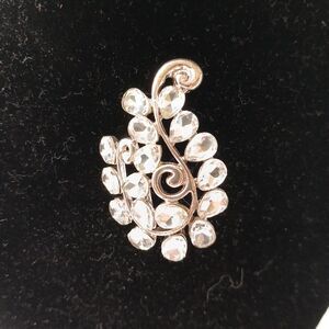 Napier 2" Brooch Rhinestone Silver Tone Pin Granny Sophisticated Night Out